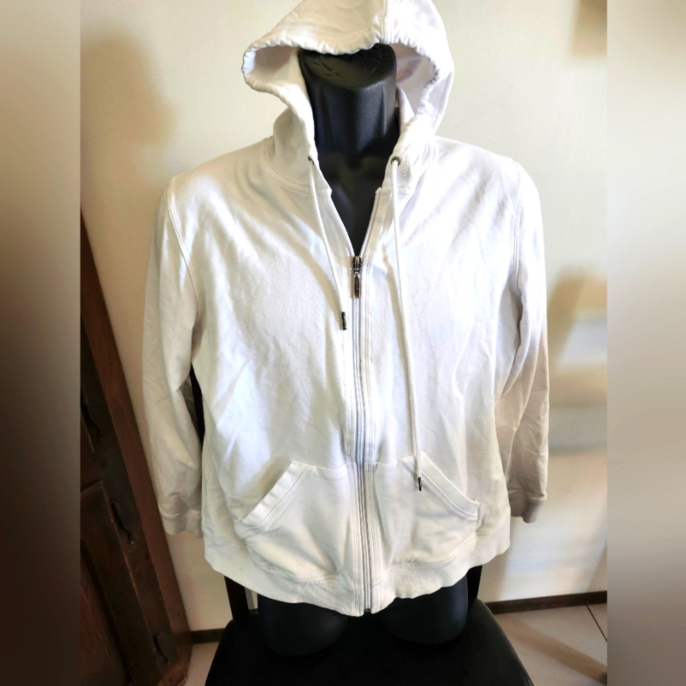 Northern Reflections White Zip Hoodie, Size Large